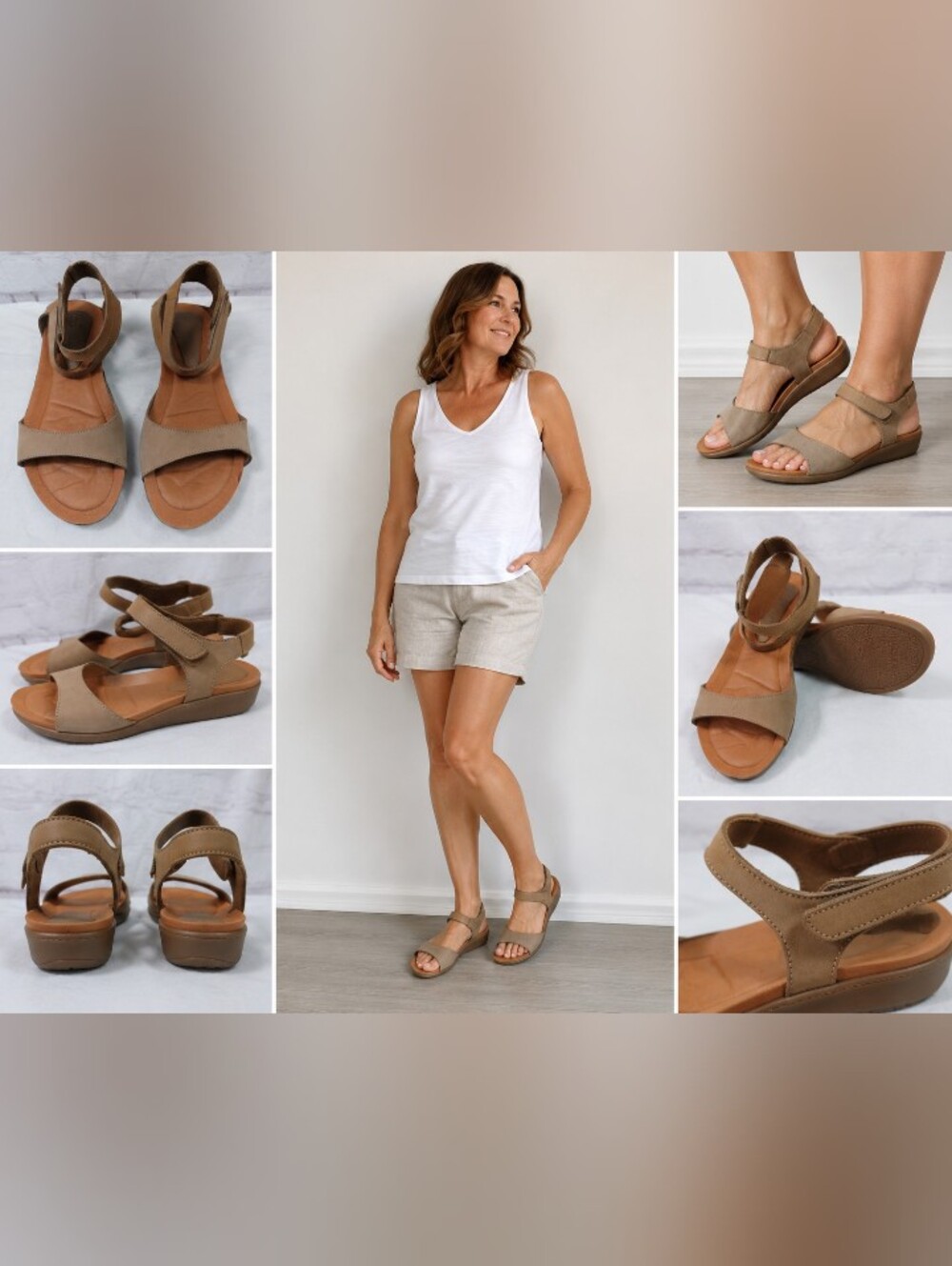 vitanica leather wedge sandals strappy comfort sandals size 10